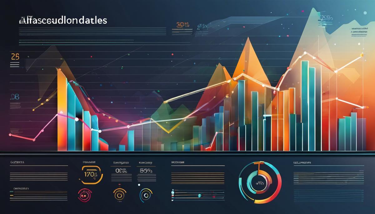 Illustration showing multiple data points and charts, representing data analysis