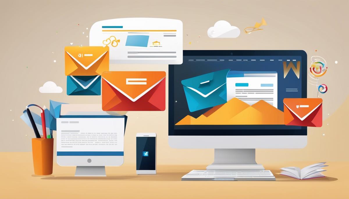 Imagem de uma estratégia de email marketing com o conceito de várias engrenagens se conectando